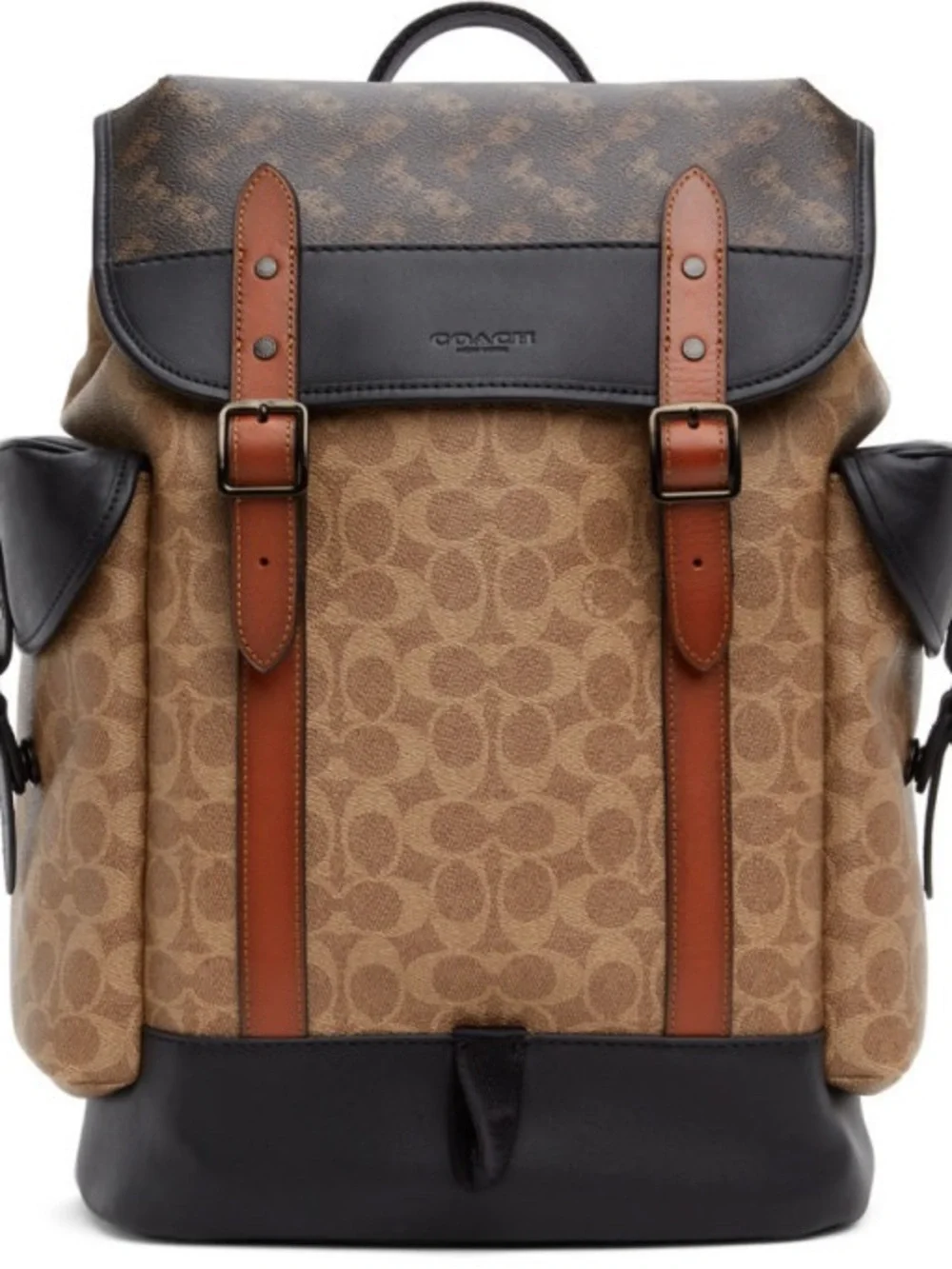 Coach Men’s Signature Canvas Backpack in Tan and Brown Leather